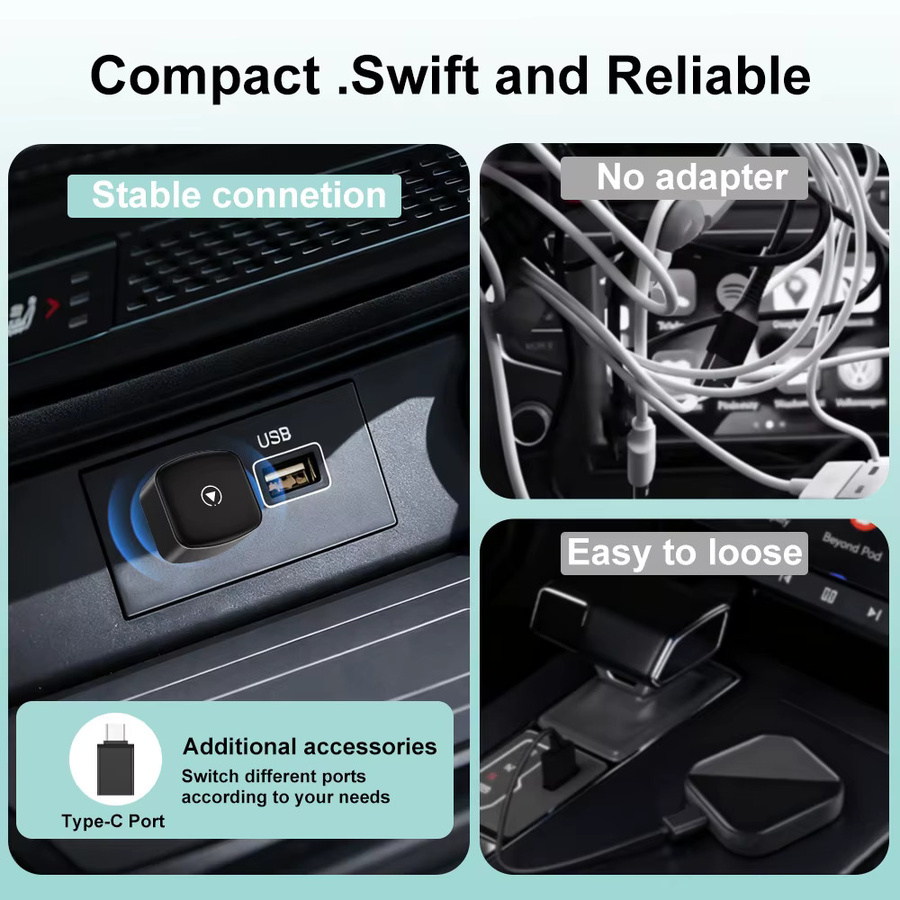 FLIXIVI CarPlay und Android Auto Adapter 2in1 Schwarz: Kabellose Konvertierung von kabelgebundenem CarPlay/Android Auto via 5GHz WiFi5, Plug-and-Play für OEM-Fahrzeuge - Bild 4