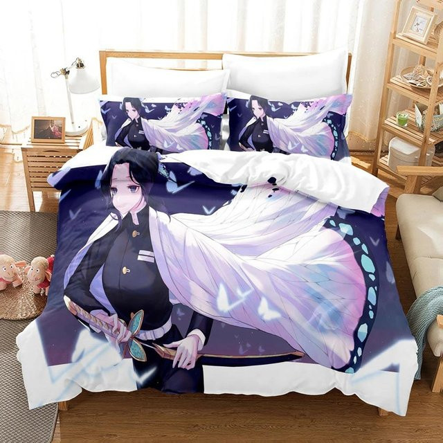 JMG Household Supplies Bettwäsche-Set Demon Slayer Anime Kochou Shinobu, Mikrofaser, Mehrfarbig, B/H: 180 x 210 cm - Bild 1