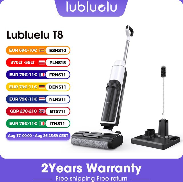 Lubluelu T8A Kabelloser Nass-Trocken-Staubsauger mit Selbstreinigungsfunktion, LED-Display und Sprachansagen in Schwarz oder Weiß - Bild 1