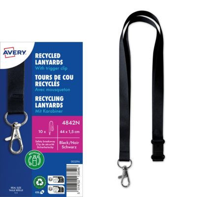 Avery Zweckform 4842N Recycling Lanyard aus rPET mit Karabiner, Schwarz, L x B: 440 x 15 mm, 10 Stück - Bild 3