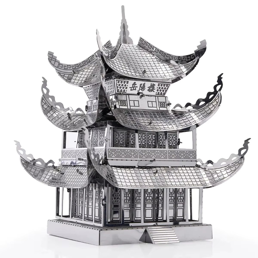 Fradoo 3D Metall Puzzle Architektur Modellbausatz Spielplatz Riesenrad Achterbahn Viking Turm in Silber und Grau - Bild 1