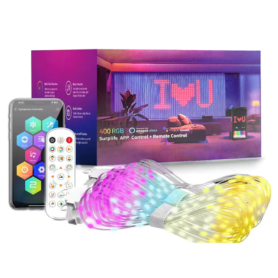 Intelligente RGB LED Vorhangleuchten mit Musikfunktion, App-Steuerung und Fernbedienung, Multicolour Partylichter für Hochzeit, Geburtstag und Valentinstag - Bild 6