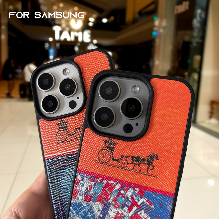 Luxuriöse Vintage-Handyhülle aus Leder für Samsung Galaxy S25, S24 und S23 Ultra Plus in Orange mit Anti-Drop-Schutz - Bild 3