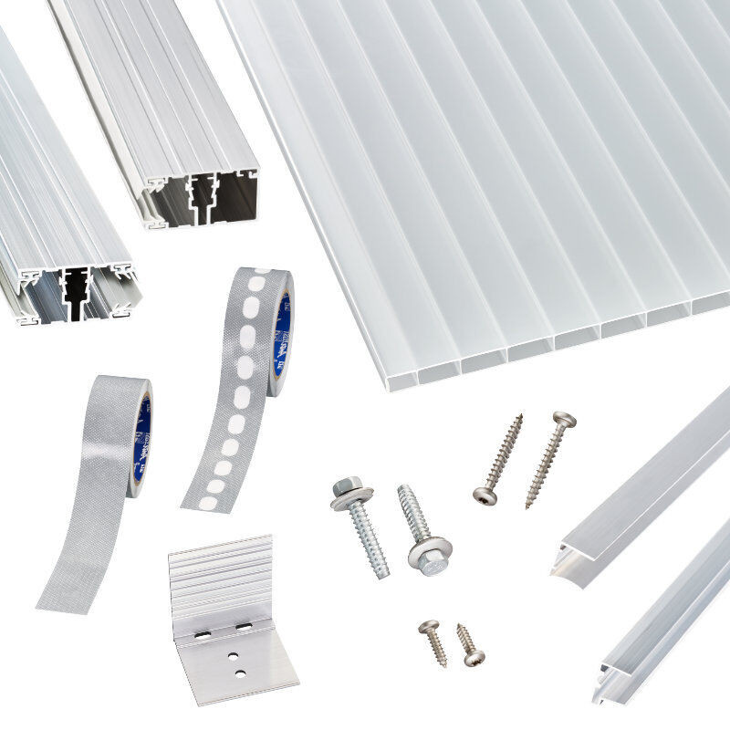 Scobalit Terrassendach-Set mit 16 mm Acrylglas Doppelstegplatten und Alu Verlegeprofil in Weiß - Bild 1