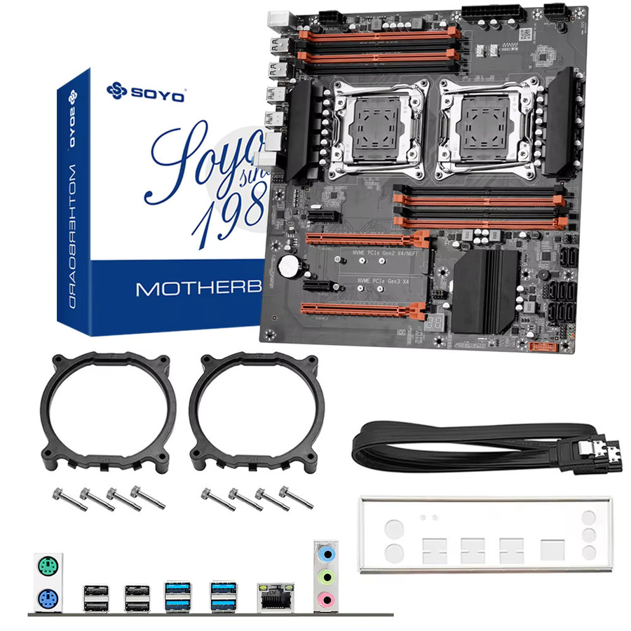 SOYO X99 Dual Gaming Motherboard Kit mit 2x Intel E5 2680 V4 CPUs, 32GB DDR4 RAM und NVMe/M.2 Support, Schwarz - Bild 2