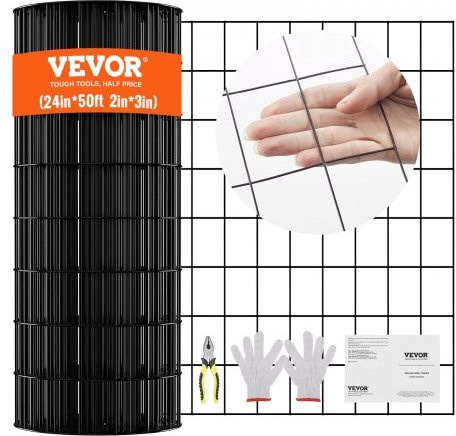 VEVOR Volierendraht Maschendrahtzaunrolle in Schwarz, PVC-beschichteter Drahtzaun für Hühnerställe und Geflügelgehege, Breite: 61 cm, Länge: 1524 cm - Bild 1
