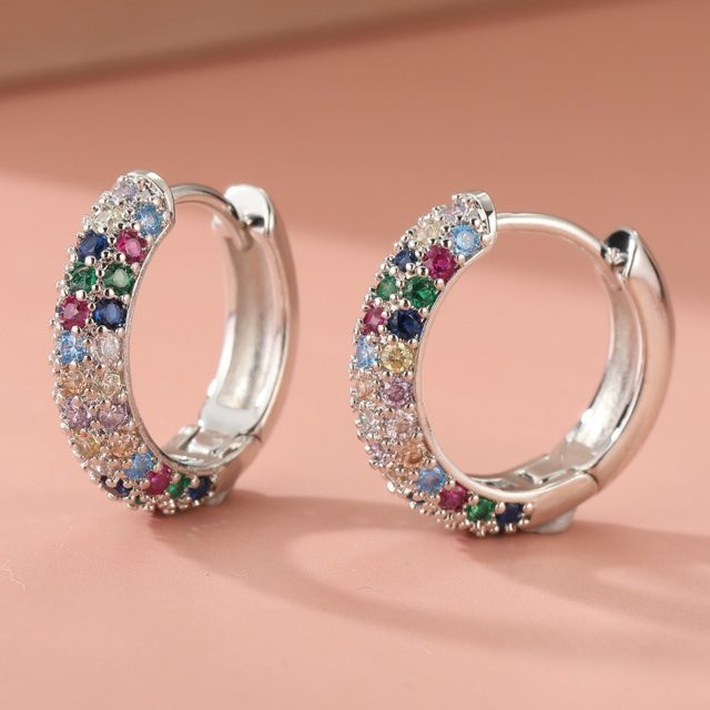 Futz Creolen Set, Silber, Zirkonia, Damen - Bild 1