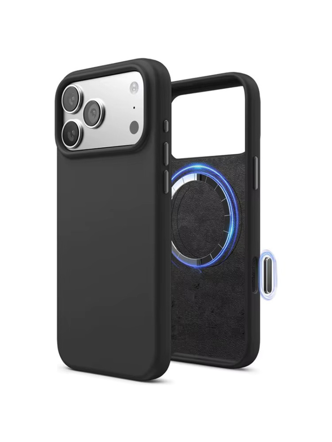 OLPAY Flüssigsilikon-Magnethülle mit MagSafe Kompatibilität für iPhone 17 16 15 14 13 12 Pro Max Plus in Lavender und Black - Bild 7