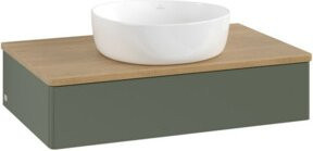 V&B Waschtischunterschrank Antao ohne Frontstruktur, Eiche honig, Grau lackiert, B/T/H: 80 x 50 x 19 cm - Bild 1