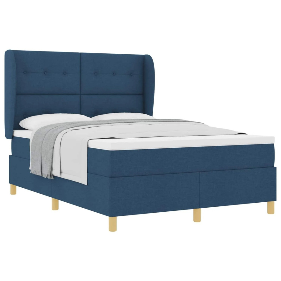 vidaXL Boxspringbett mit Matratze in Blau, Stoff, B/T/H: 160 x 200 x 34 cm - Bild 2