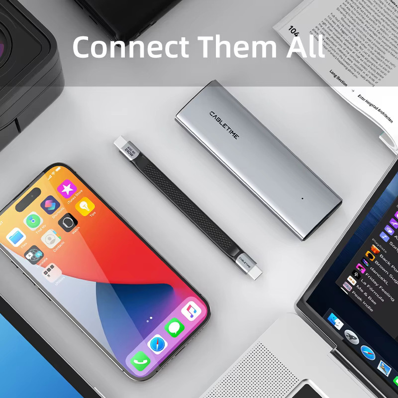 CABLETIME USB4 Datenkabel USB-C auf USB-C mit 40Gbps, PD 240W und 8K 60Hz, kompatibel mit Thunderbolt 3 und iPhone 15/16 Pro Max sowie SSDs - Bild 5