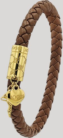 Joop! Armband Leder, Logo-Herz-Anhänger, Braun/Gold, Damen - Bild 1