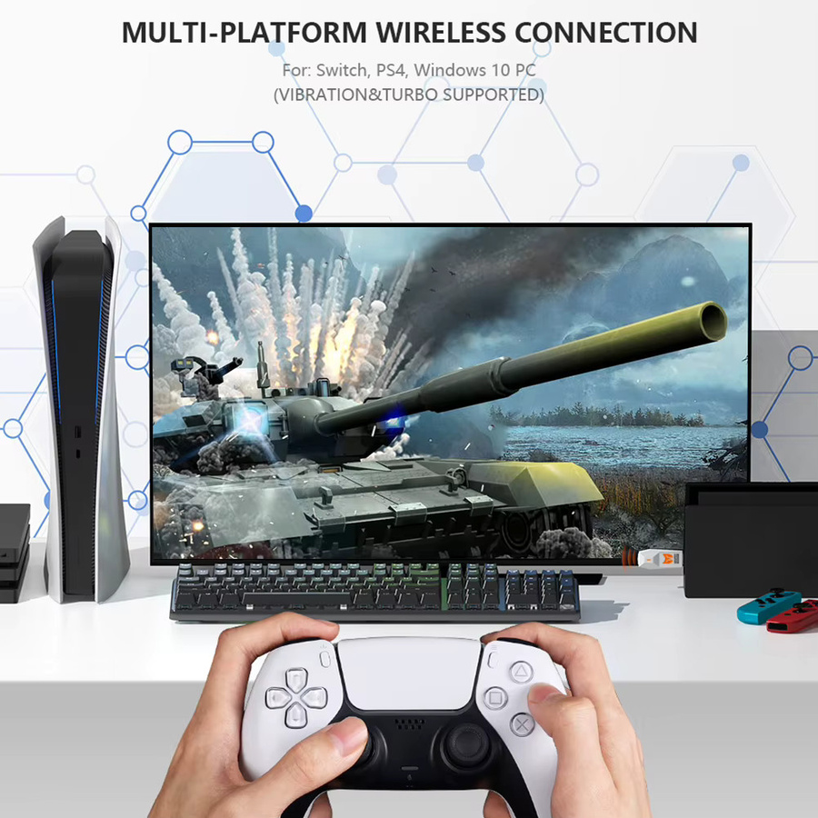 BIGBIG WON R100 USB Wireless Adapter in Weiß für Windows PC, Nintendo Switch, PS4, PS5 und Xbox One S - Bild 2