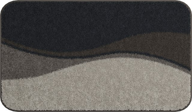 Badematte FLASH in Grau und Braun mit grafischem Design, rechteckig, aus Polyacryl, waschbar und fußbodenheizungstauglich - Bild 1