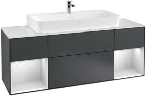 V&B Waschtischunterschrank Finion mit Wandbeleuchtung, Farbe: Weiß lackiert, Breite: 160 cm - Bild 1