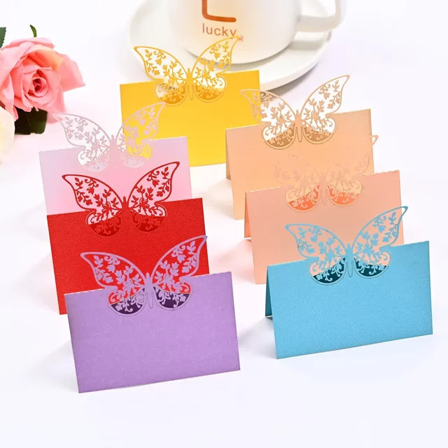 Laser-Schmetterling Tischkarten aus Papier in Rot für Hochzeiten, Bankette und Geburtstage - Bild 1