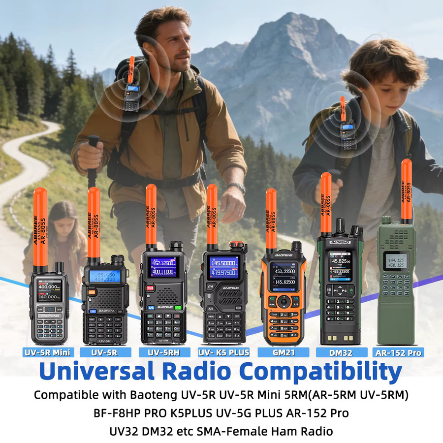 ABBREE AR-805S Plus Dualband Walkie-Talkie-Antenne mit SMA-Buchse in Schwarz für Baofeng UV-5R Mini UV-32 Amateurfunk - Bild 5