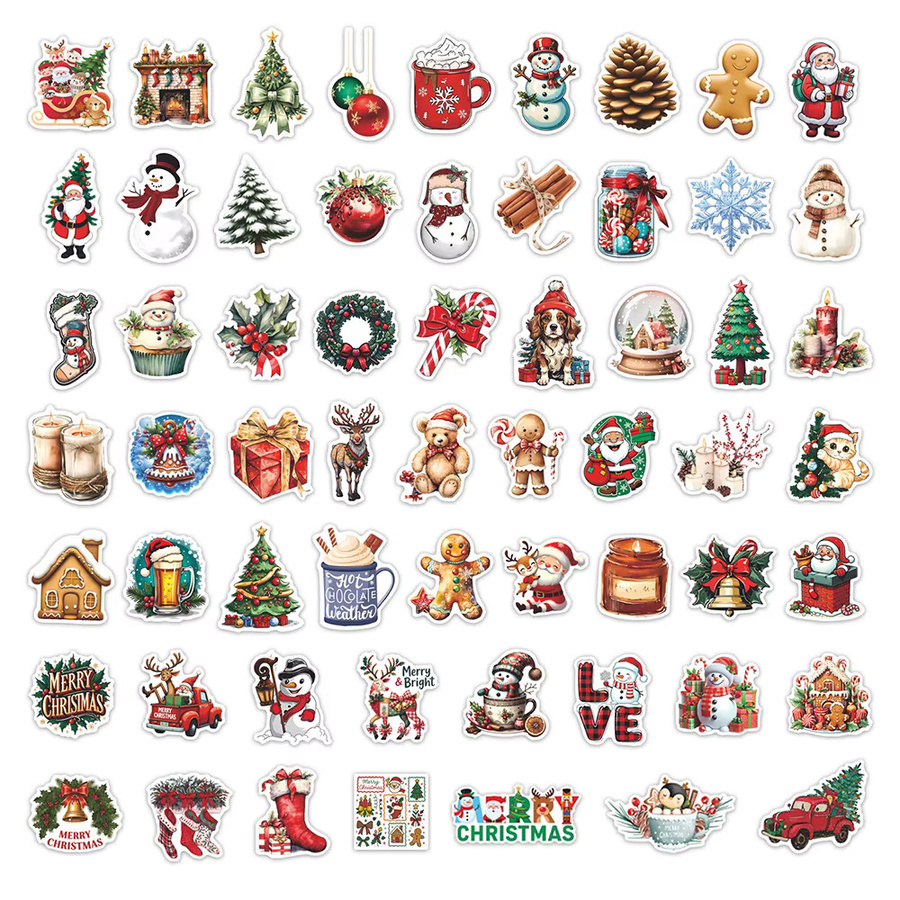 Rspctou Retro Nette Weihnachten Graffiti Aufkleber, Cartoon Santa Claus Schneemann, multicolor, 10-teiliges Set - Bild 2