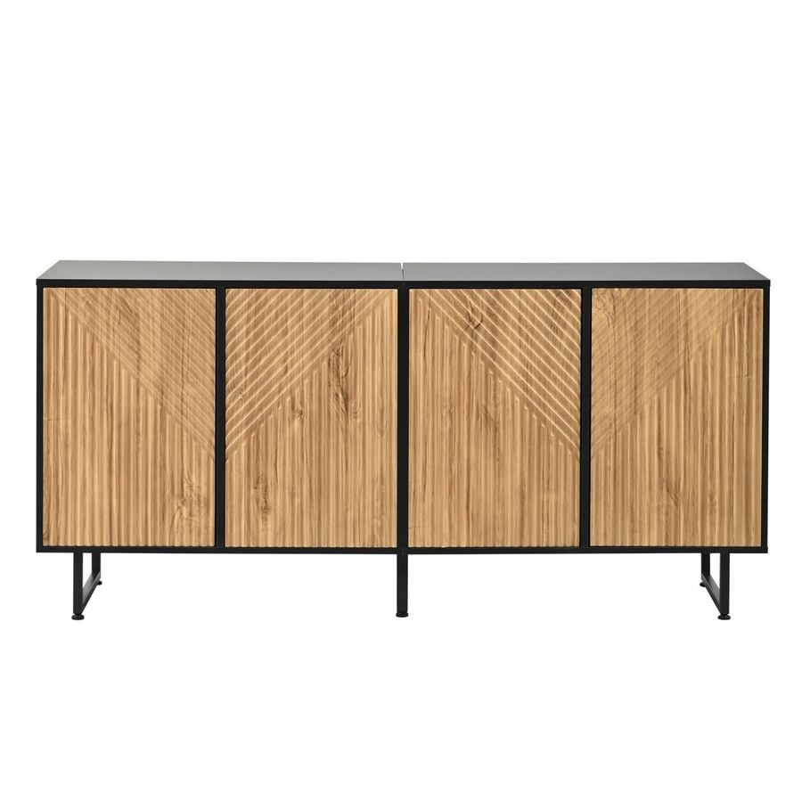 Merax Sideboard Modern in Schwarz und Braun mit Holzoptik, B/T/H: 160 x 40 x 75 cm - Bild 2