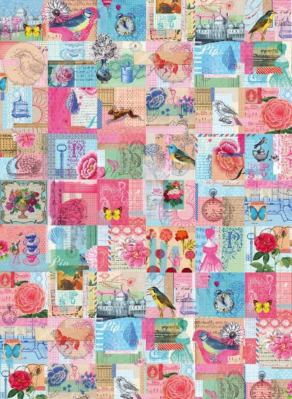 Eijffinger Tapete Bright Pip Multicolor mit Collage-Muster aus Vlies - Bild 1