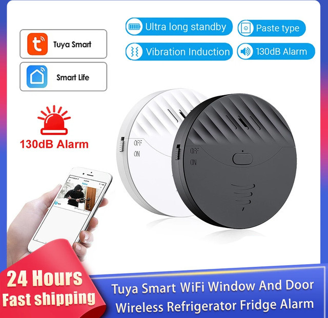 Tuya Smart WiFi Vibrationssensor für Fenster und Türen mit 130dB Alarm in Weiß - Bild 1