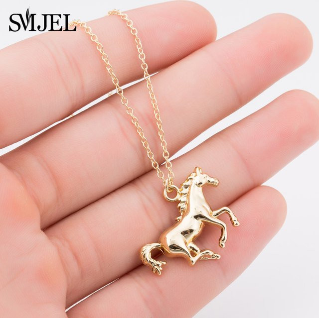 SMJEL Halskette Running Horse, Messing, Gold, Unisex, Vintage - Bild 1
