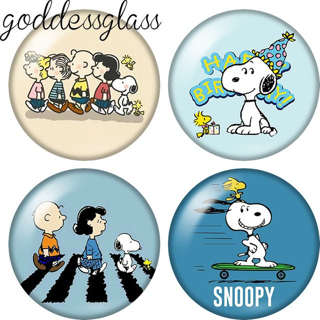MINISO Foto-Glascabochon Snoopy mit Freunden, rund, 12 mm/18 mm/20 mm, Unisex - Bild 1