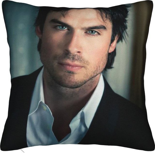 YUAN Kissenbezug Damon Salvatore The Vampire Diaries aus Polyester, Schwarz, B/T/H: 30 x 30 x 0 cm - Bild 1