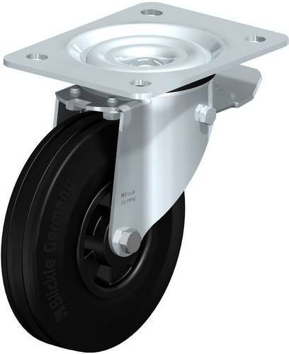 Blickle L-VPP 140R-ST Lenkrolle mit Feststeller aus verzinktem Stahl in Silber und Schwarz, Rad-Durchmesser: 140 mm, Tragfähigkeit: 115 kg - Bild 1
