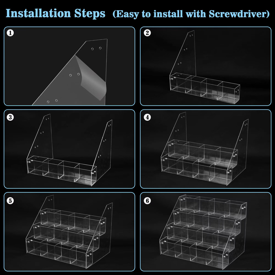 4-stufiger Acryl-Aufkleber-Displayständer in Transparent für 4 Zoll Aufkleber als Organizer-Regal - Bild 2