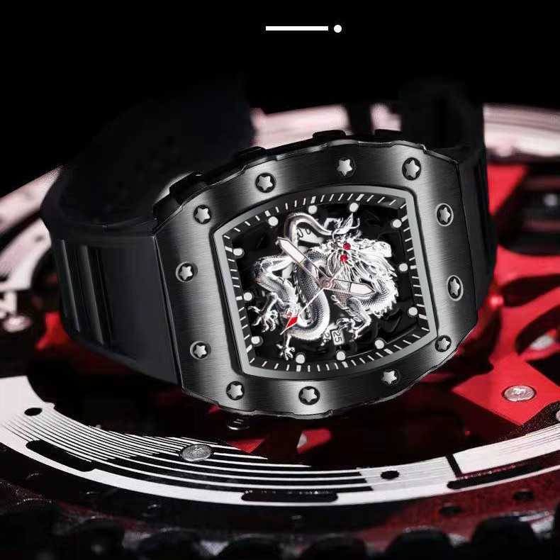 STARPERISH Armbanduhr, Quarz, Tonneau, Silikon, Schwarz, Herren - Bild 2