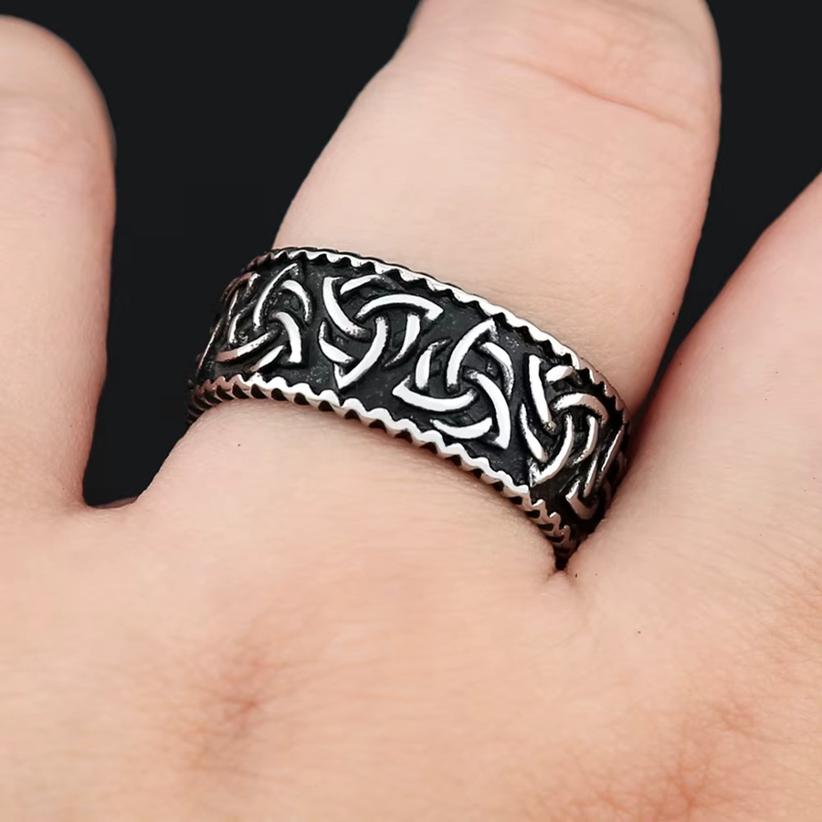 NORTHMAN Ring, Edelstahl, Silber, Vintage, Unisex - Bild 3