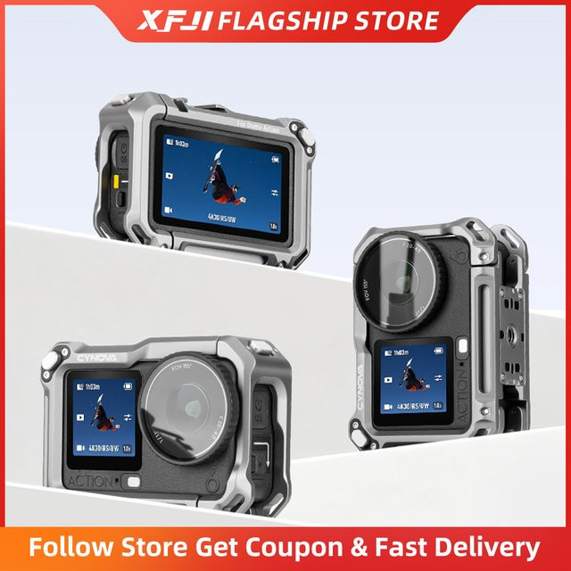 XFJI Metall-Käfig aus Aluminiumlegierung für DJI Osmo Action 6 in Silber als Erweiterbare Halterung und Rundumschutz-Rahmen - Bild 1