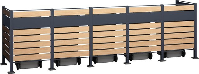 Westmann Mülltonnenverkleidung Planum aus Metall in Holzoptik Braun, Breite: 120 cm - Bild 1
