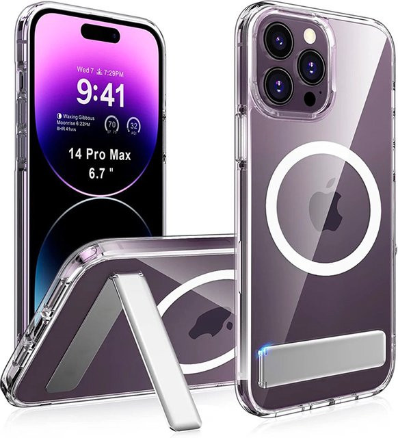EDEBA Magnetische iPhone Handyhülle mit Ständer, Transparent, Stoßfest und MagSafe kompatibel für iPhone 15 14 13 12 11 Pro Max Plus Mini - Bild 1
