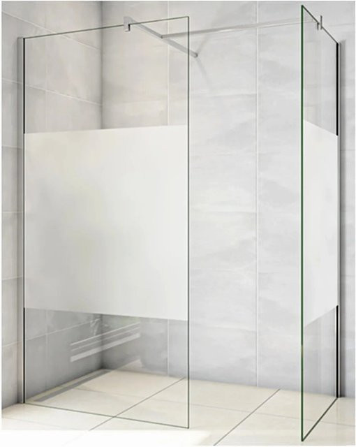 Duschparadies Walk-in Duschkabine aus satiniertem Glas mit Streifen und Nano-Beschichtung, B/T/H: 110 x 80 x 200 cm, inklusive 2 Stabilisierungsstangen à 90 cm - Bild 1