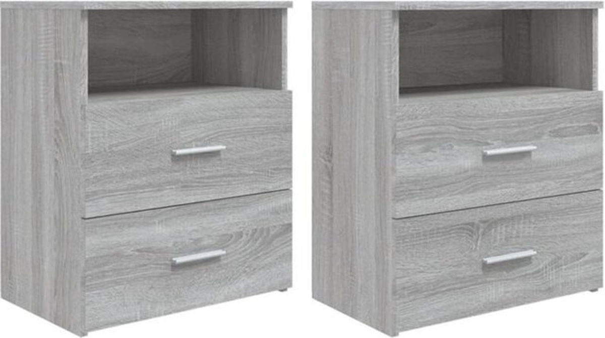 Vidaxl Set aus 2 modernen Nachttischen in Grau aus Holzwerkstoff, B/T/H: 50 x 32 x 60 cm - Bild 1
