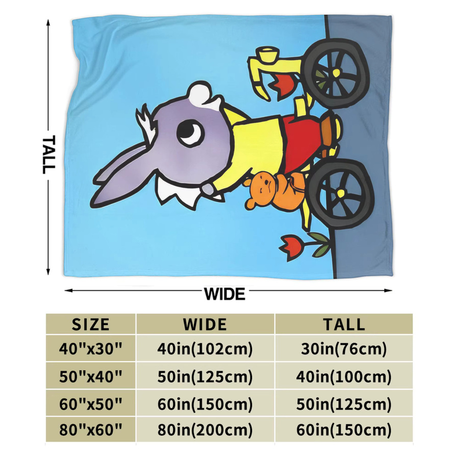 Bike Trotro Cartoon Strickdecke aus Korallen-Fleece in Koralle mit süßem Esel-Motiv - Bild 3