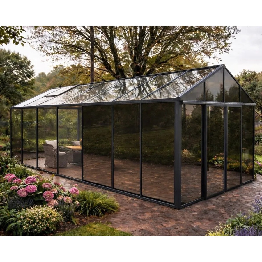 Bloomcabin Gewächshaus Klassik in Schwarz mit integriertem Stauraum, Sicherheitsglas und Belüftungssystem - Bild 2
