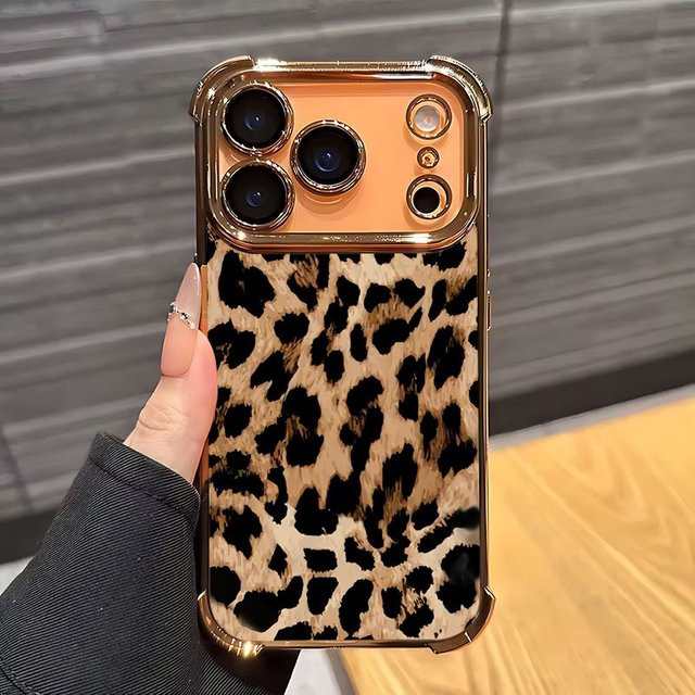 Stoßfeste Anti-Drop Handyhülle mit Leoparden-Textur für Apple iPhone 11 bis 17 Pro Max Plus, Multicolor - Bild 1