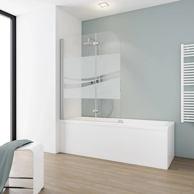 Schulte ExpressPlus Badewannentrennwand Liane aus Sicherheitsglas, Farbe Silber, B: 110 cm, H: 140 cm - Bild 1