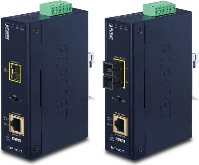 PLANET Medienkonverter IGTP-802T GigE mit SC Multi-Mode und RJ-45 in Schwarz und Blau - Bild 1