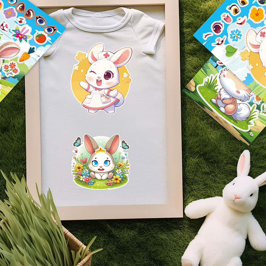 Rspctou Gesichter-Machen-Kaninchen-Puzzle-Aufkleber, Tiere, Bunt / Mehrfarbig - Bild 2