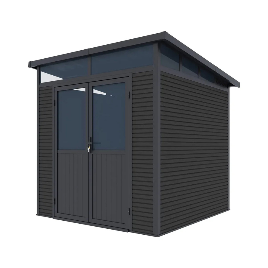 Weide Gartenhaus Gerätehaus aus Aluminium und WPC mit Doppeltür, Anthrazit, B/T/H: 218 x 218 x 226 cm - Bild 2