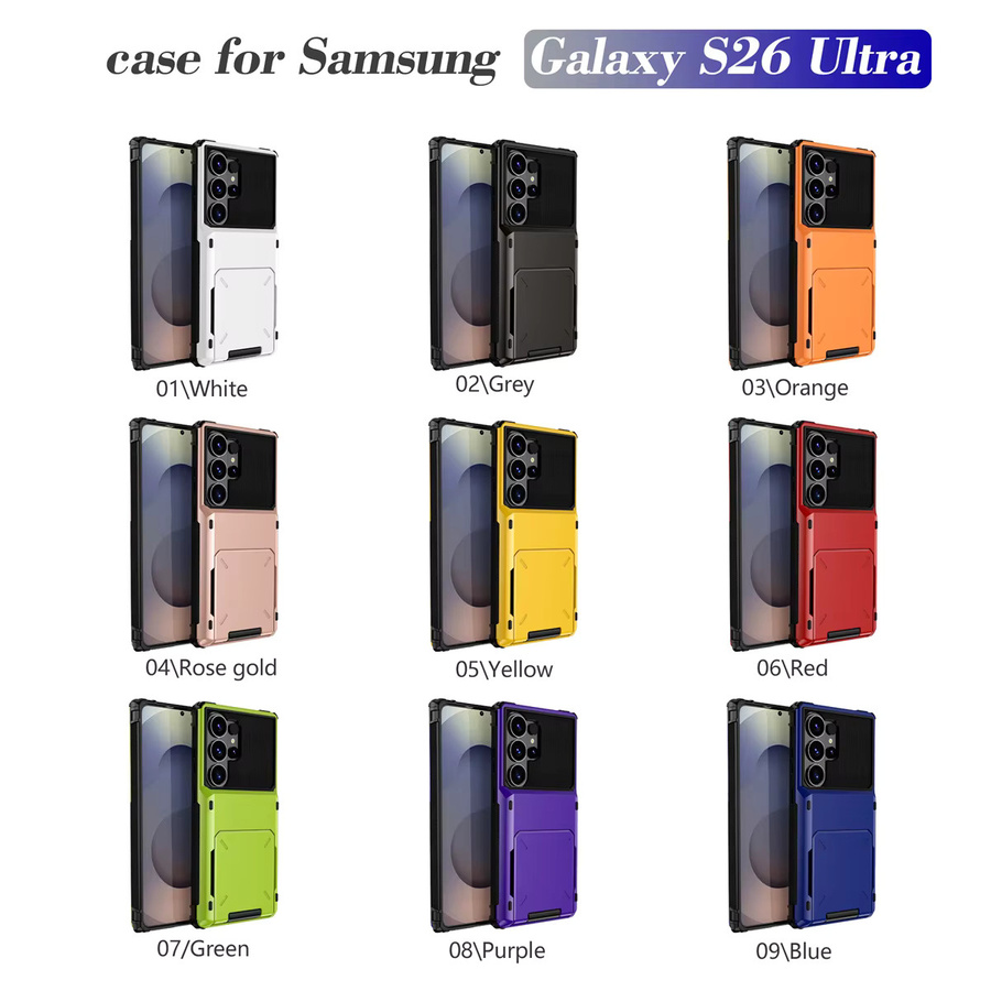 Handyhülle mit Kartenfach für Samsung Galaxy S24 S23 S25 FE S26 Ultra S22 S21 Plus A17 A07 A16 A06 A15 A35 A55 in Orange und Schwarz - Bild 5