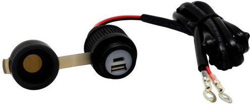 Albrecht Motorrad Doppel-USB Steckdose mit USB-A und USB-C QC3.0 in Schwarz für 12-24 Volt - Bild 1