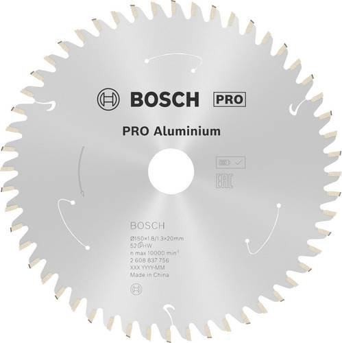 Bosch Kreissägeblatt Standard für Aluminium für Akkusägen, Durchmesser: 150 mm, Bohrung: 20 mm, 52 Zähne - Bild 1