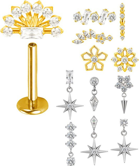 G23 BODY JEWELRY Ohrring Titan, Gold, Zirkonia, Unisex - Bild 1