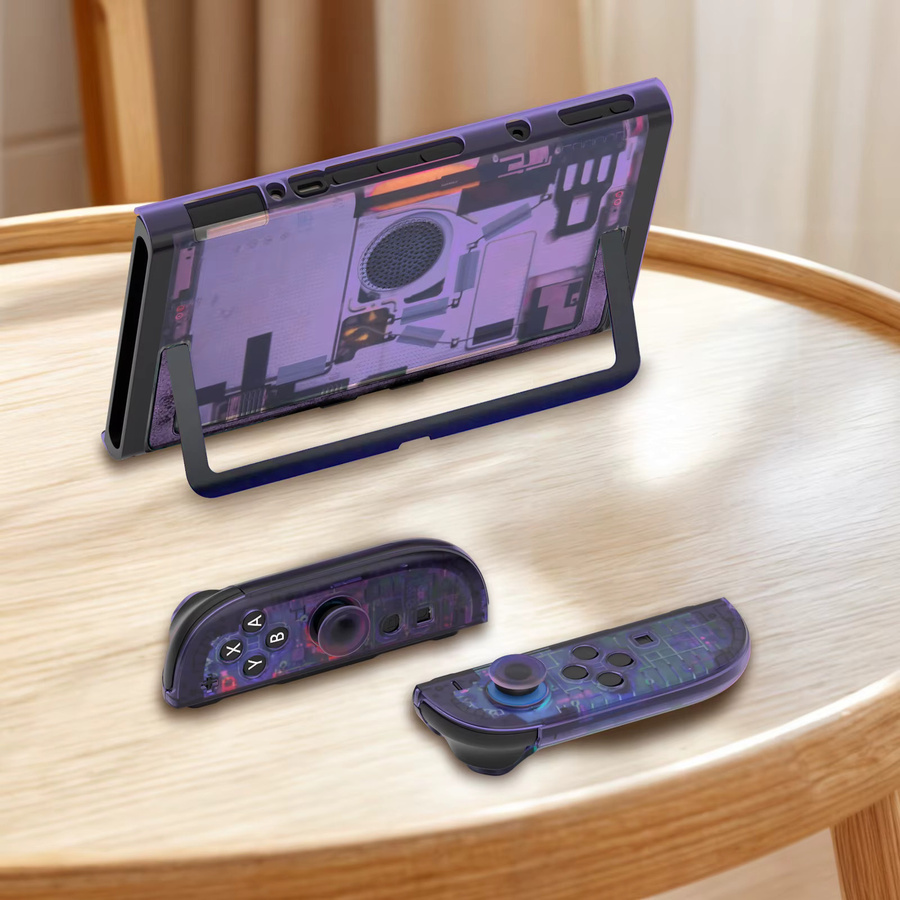 DIY Komplettset Ersatzschale für Nintendo Switch 2 Handheld-Konsole und Controller mit Vorder- und Rückplatte in Schwarz und Lila - Bild 3