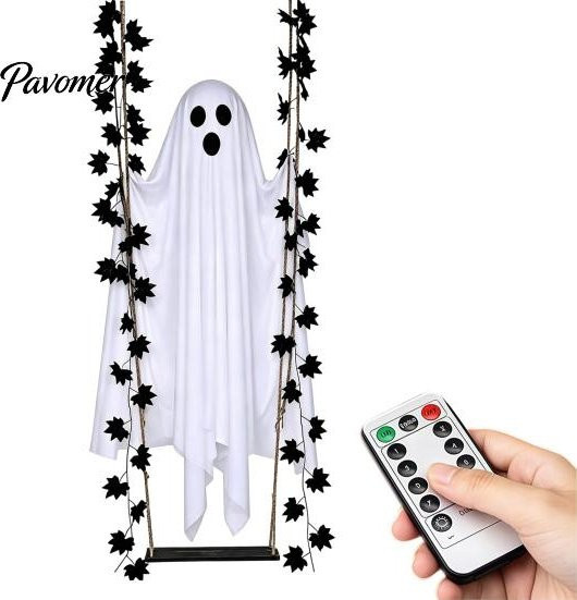 HonorBond Halloween Geist Schaukel mit Ahornblatt und LED-Beleuchtung, Weiß, Höhe: 120 cm - Bild 1